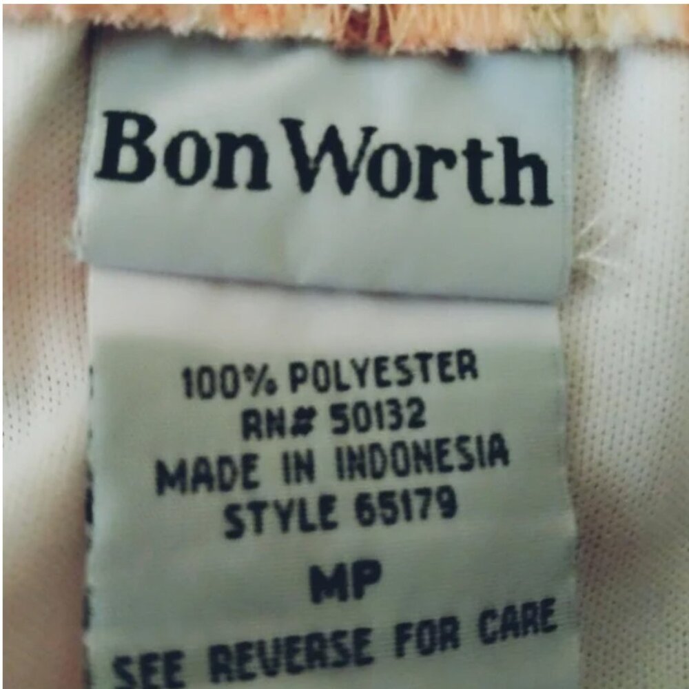 Vintage 90s BonWorth Flirty Peach Patvhwork Print Midi Skirt Size M - Picture 5 of 5
